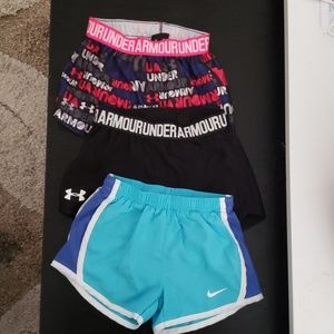 2 pairs Under Armour and 1 pair Nike shorts
